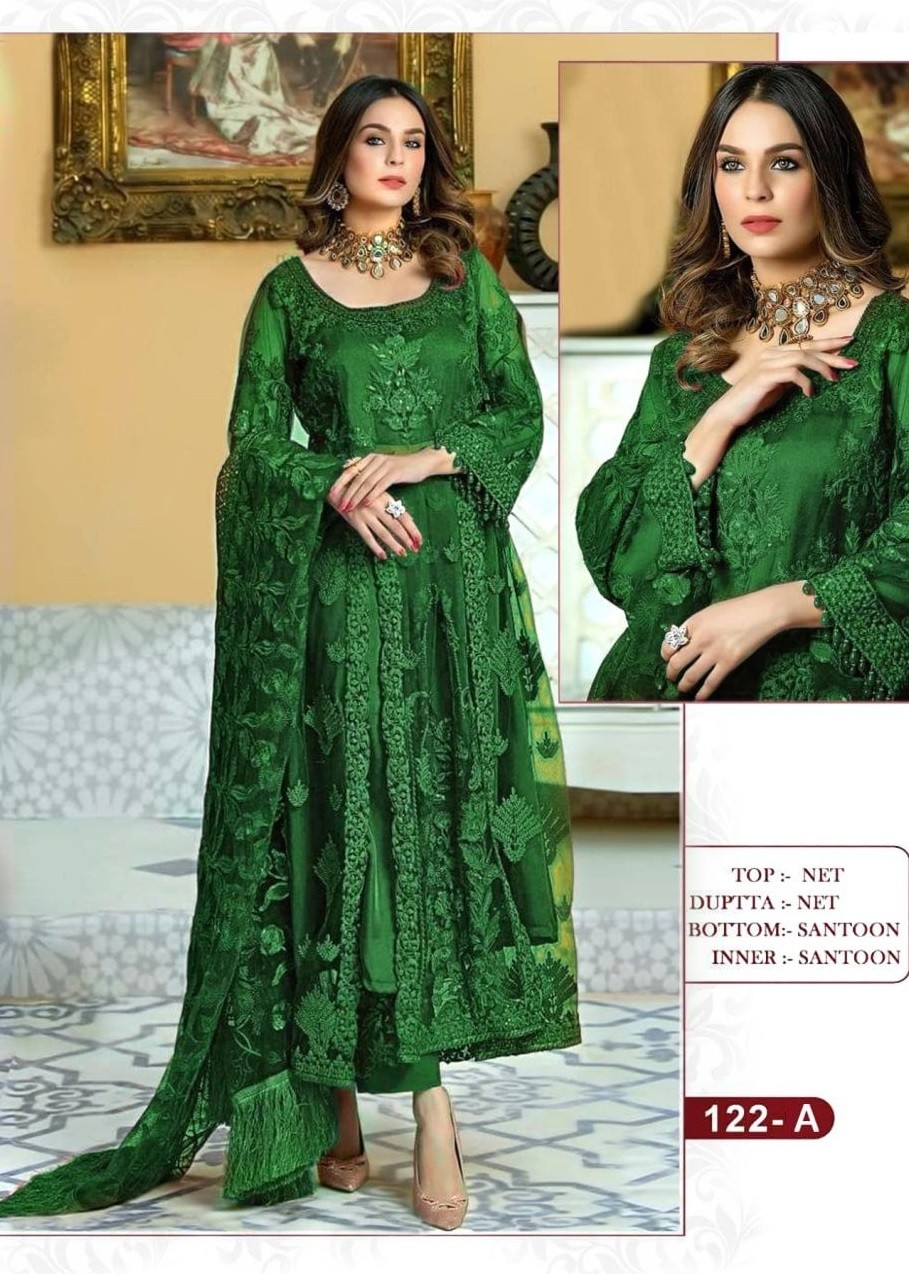 KALEESHA FASHION KF 122 A GREEN PAKISATANI SUITS DEALER