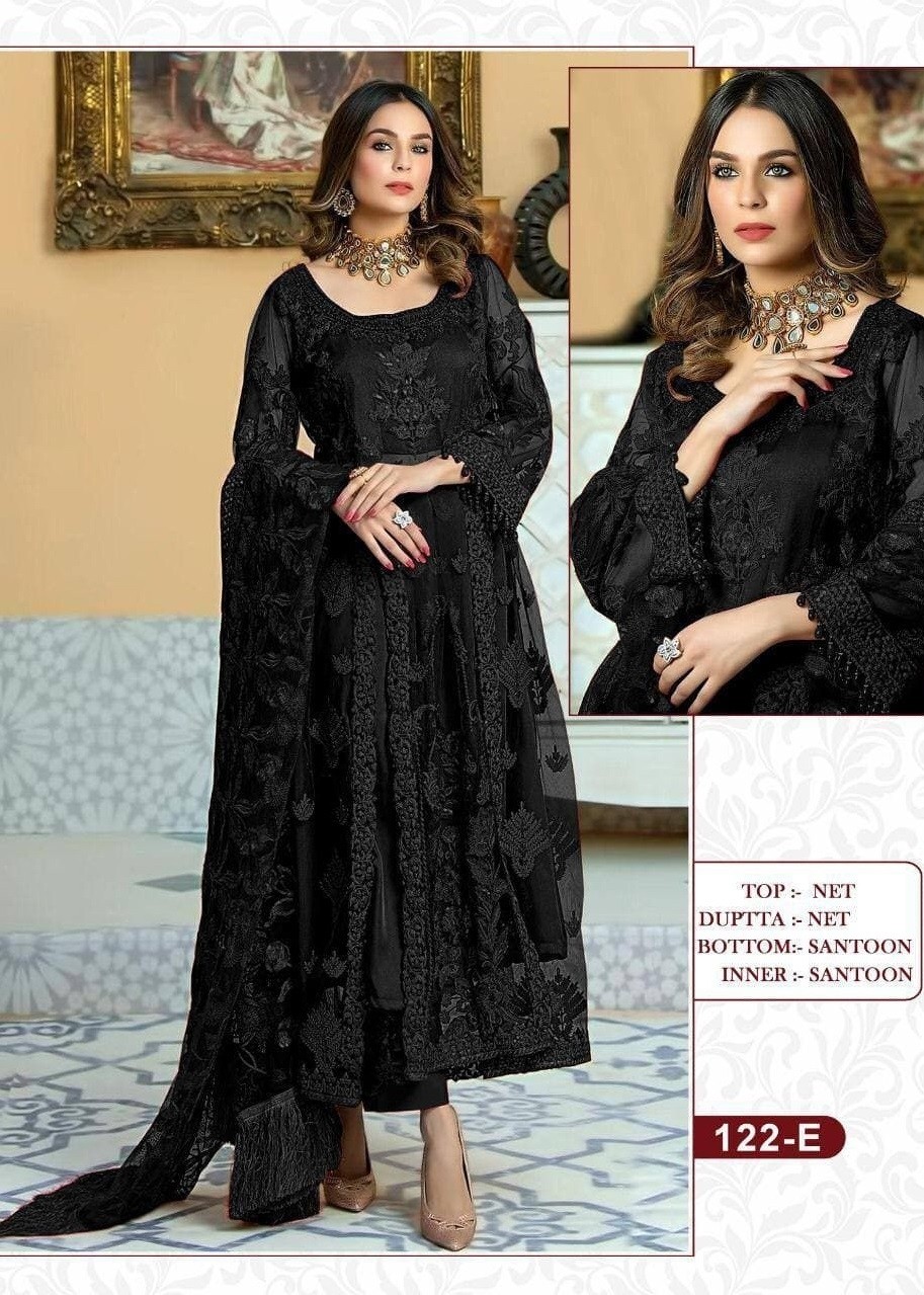 KALEESHA FASHION KF 122 E BLACK PAKISATANI SUITS DEALER