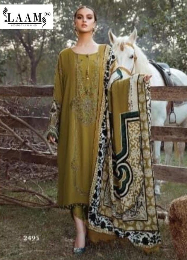 AL LAAM MARIA B 2495 GREEN REYON COTTON SUITS SURAT