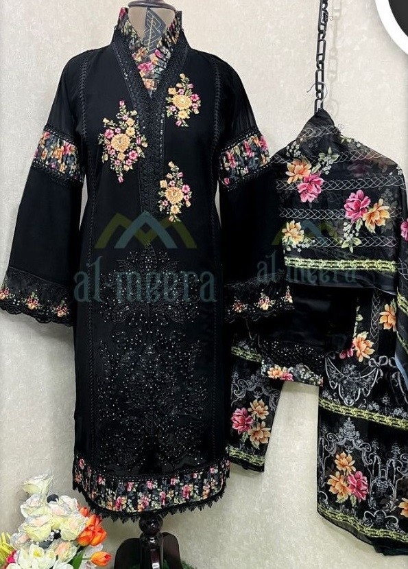 AL MEERA 1153 BLACK HIT PAKISTANI KURTIS SINGLE PIECE