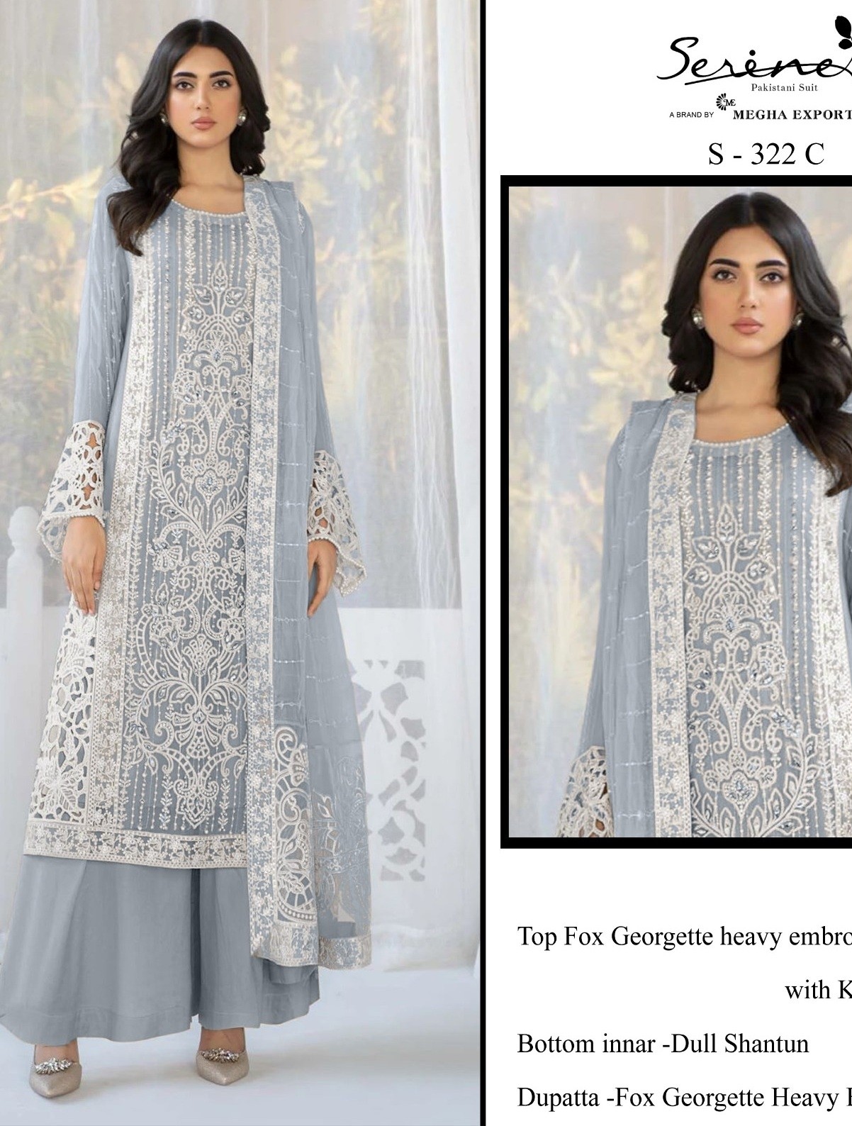 SERINE S 322 C PAKISTANI SUITS KHATLIWORK IN INDIA