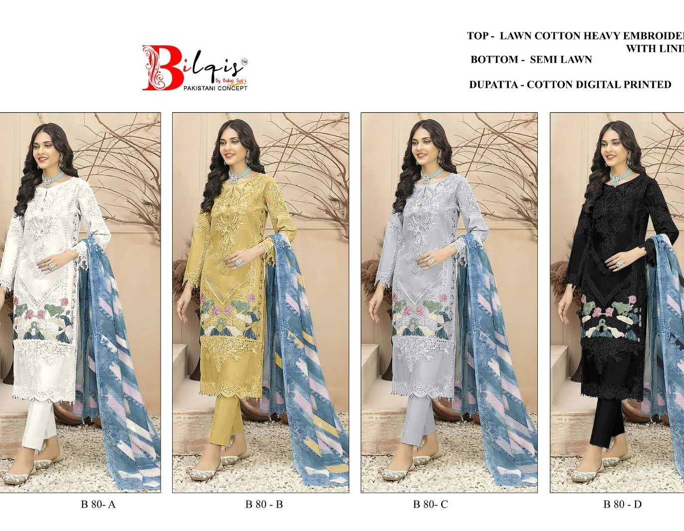 BILQIS B 80 PAKISTANI SUITS WHOLESALER