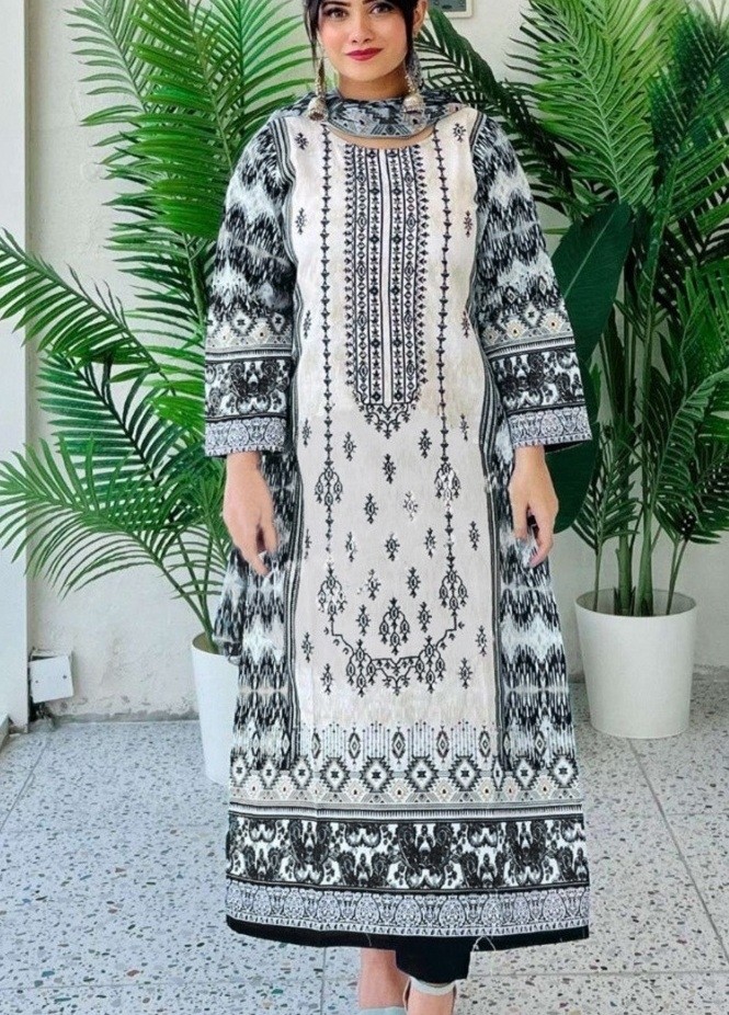 HAZZEL 0107 B BIN SAEED LAWN COLLECTION- 4 SALWAR SUITS BLACK