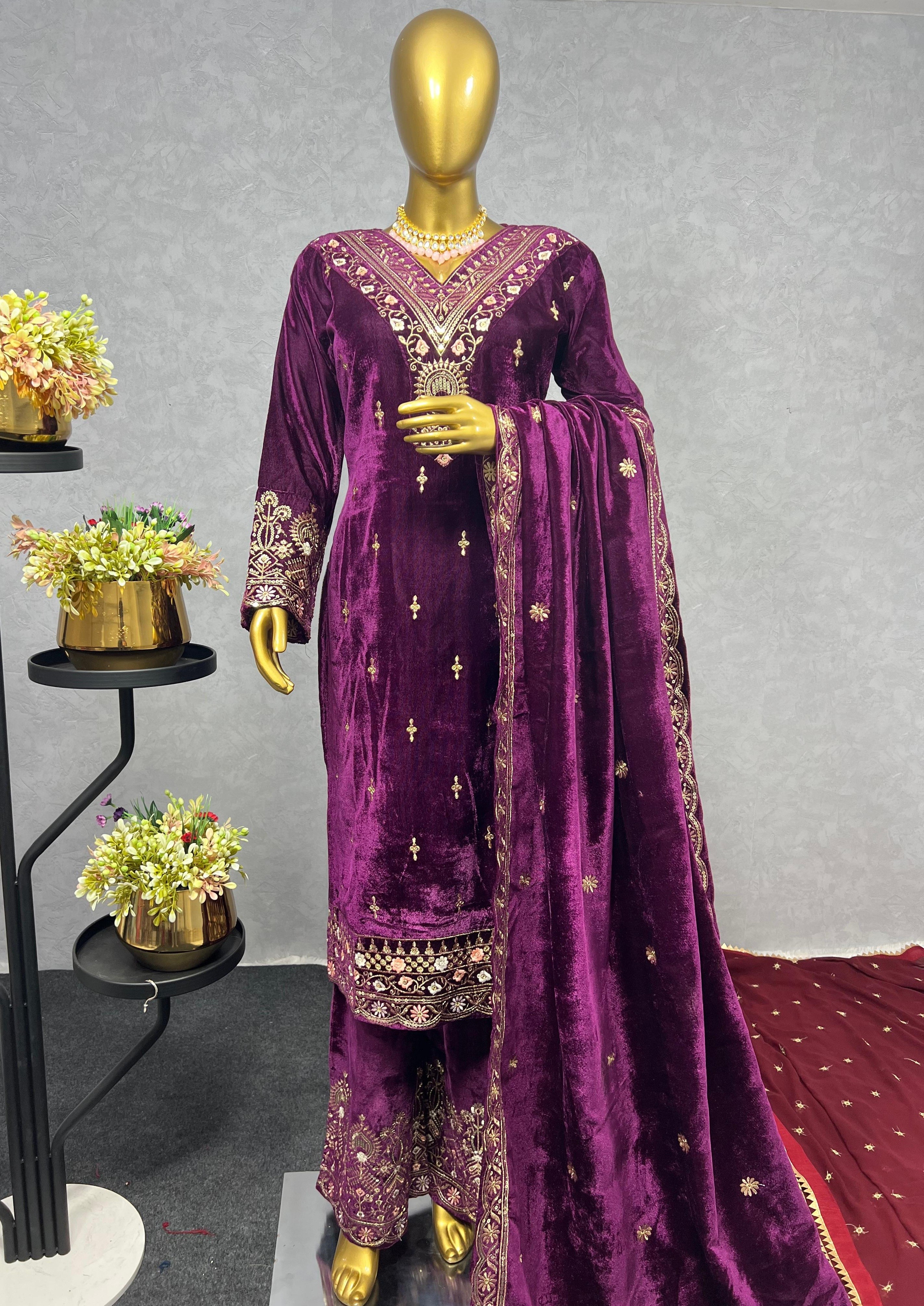 JL 1026 VISCOSE VELVET READYMADE KURTIS 