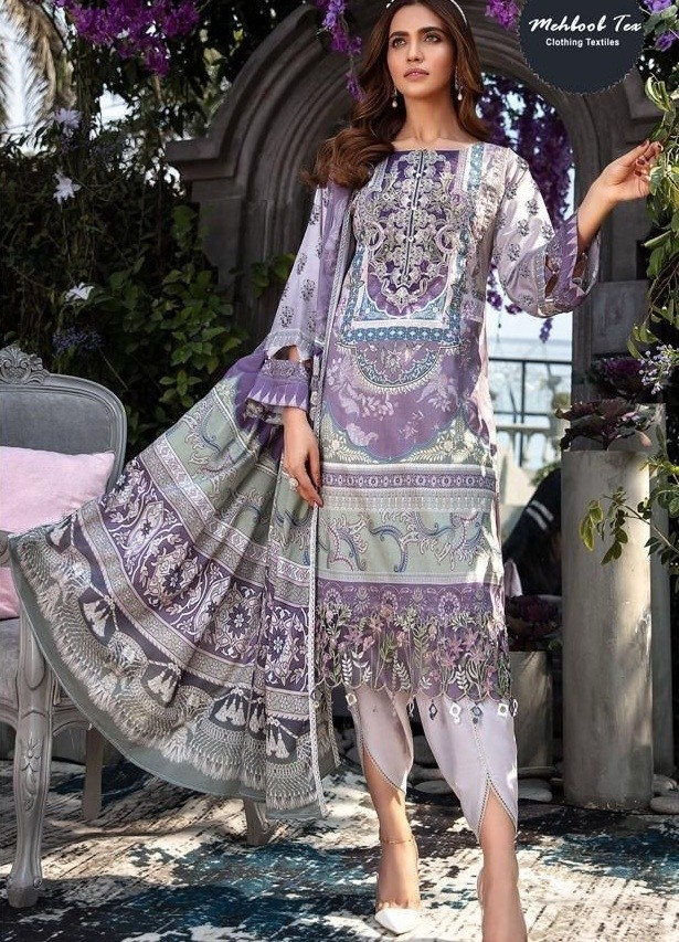 MEHBOOB TEX 1461 A PAKISTANI COTTON SUITS GREY