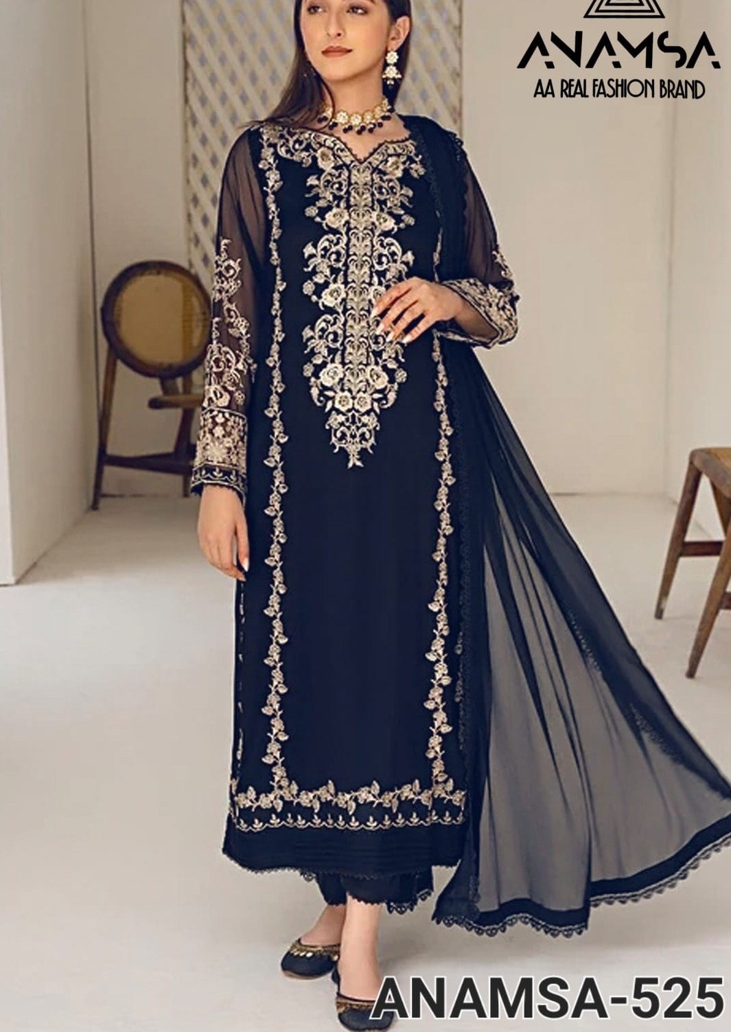 ANAMSA 525 READYMADE PAKISTANI SALWAR SUITS 