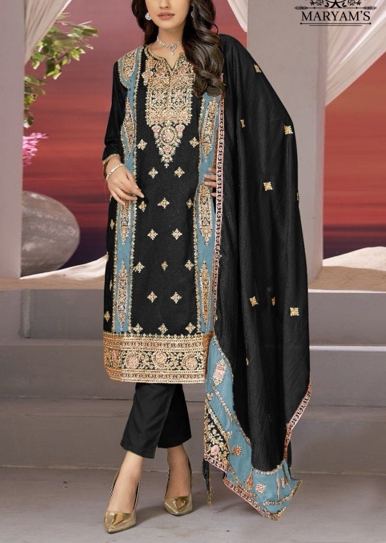 MARYAM S 168 C PAKISTANI SALWAR SUITS BLACK