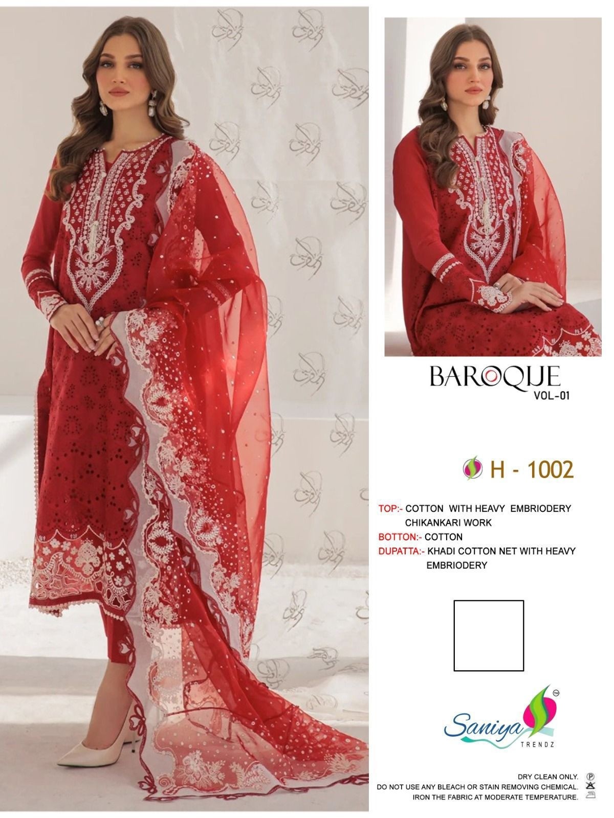 SANIYA TRENDZ 1002 PAKISTANI RED SUITS