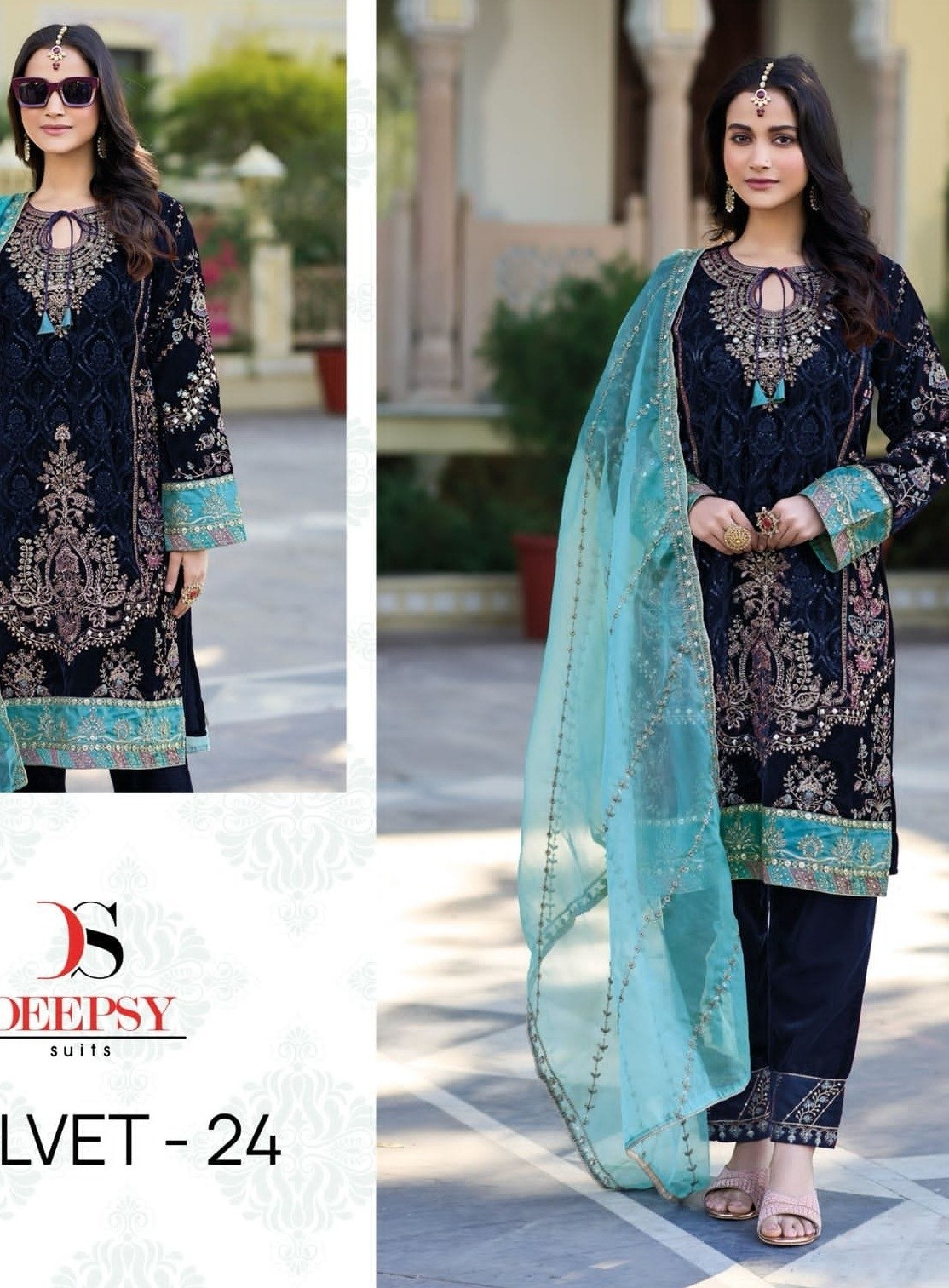DEEPSY SUITS 32225 B VELVET 24 NAVYBLUE PAKISTANI SUITS SUPPLIER