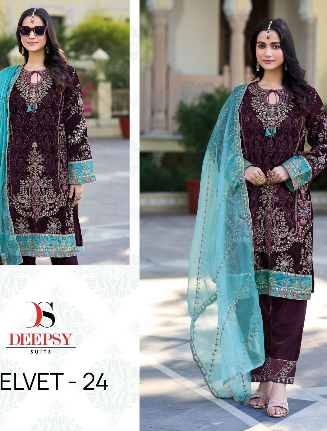 DEEPSY SUITS 32225 C VELVET 24 PAKISTANI SUITS SUPPLIER SURAT