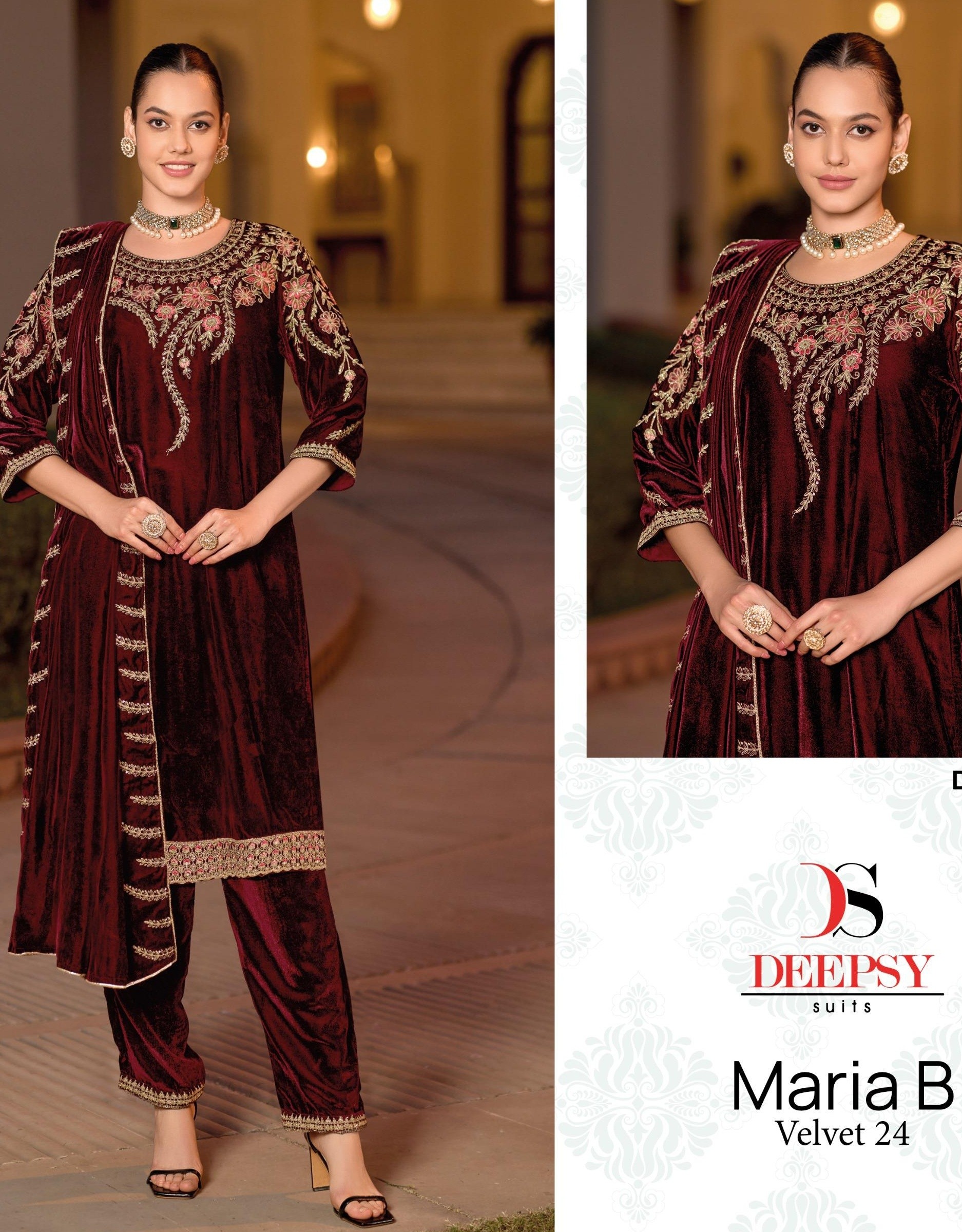 DEEPSY SUITS 32218 B MARIA B VELVET 24 PAKISTANI SALWAR SUITS BUY ONLINE