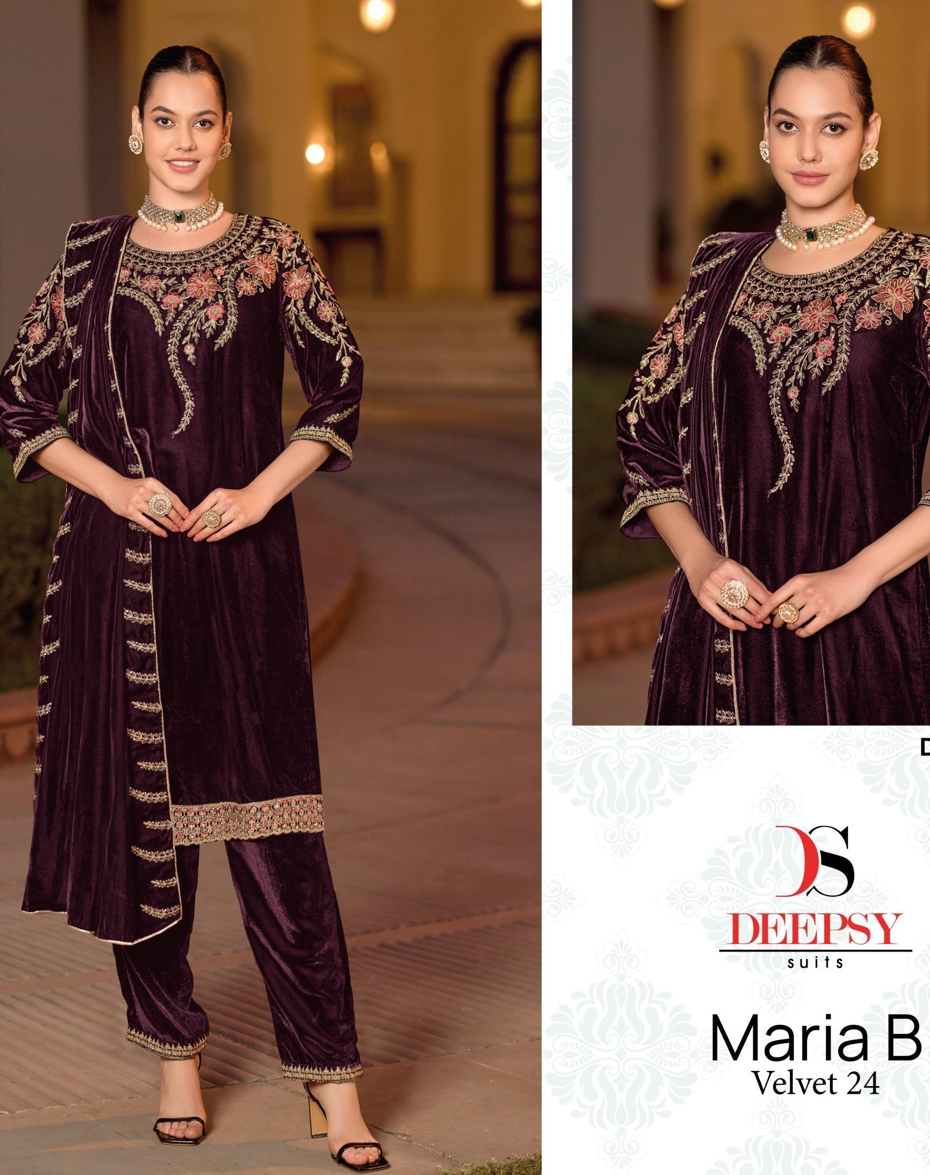 DEEPSY SUITS 32218 D MARIA B VELVET 24 PAKISTANI SALWAR SUITS IN SURAT