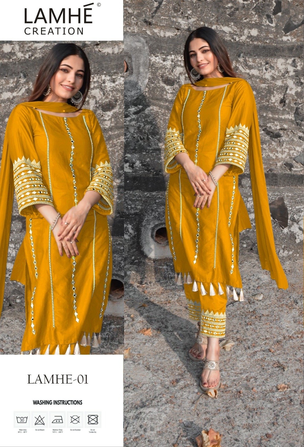 LAMHE CREATION 01 PAKISTANI SUITS MIRROR WORK