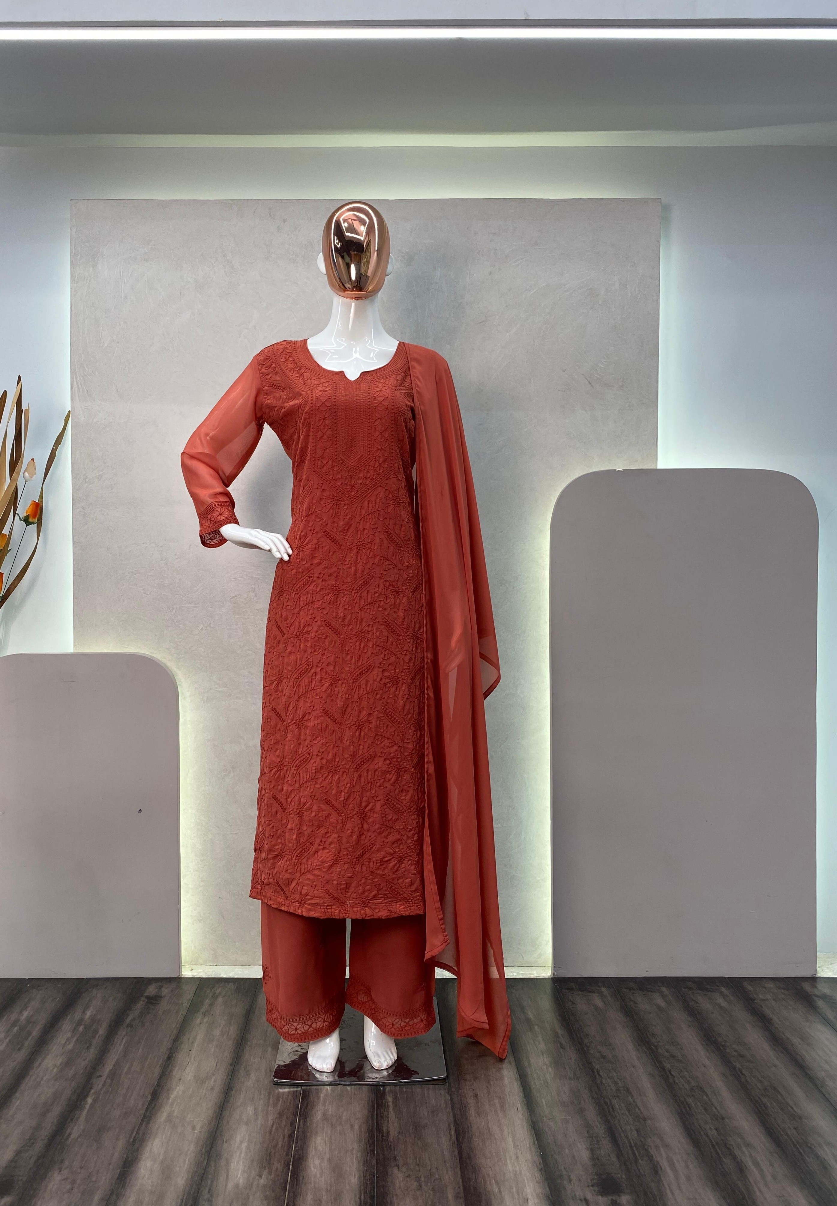 BE 254 READYMADE PAKISTANI SUITS COTTON THREAD 
