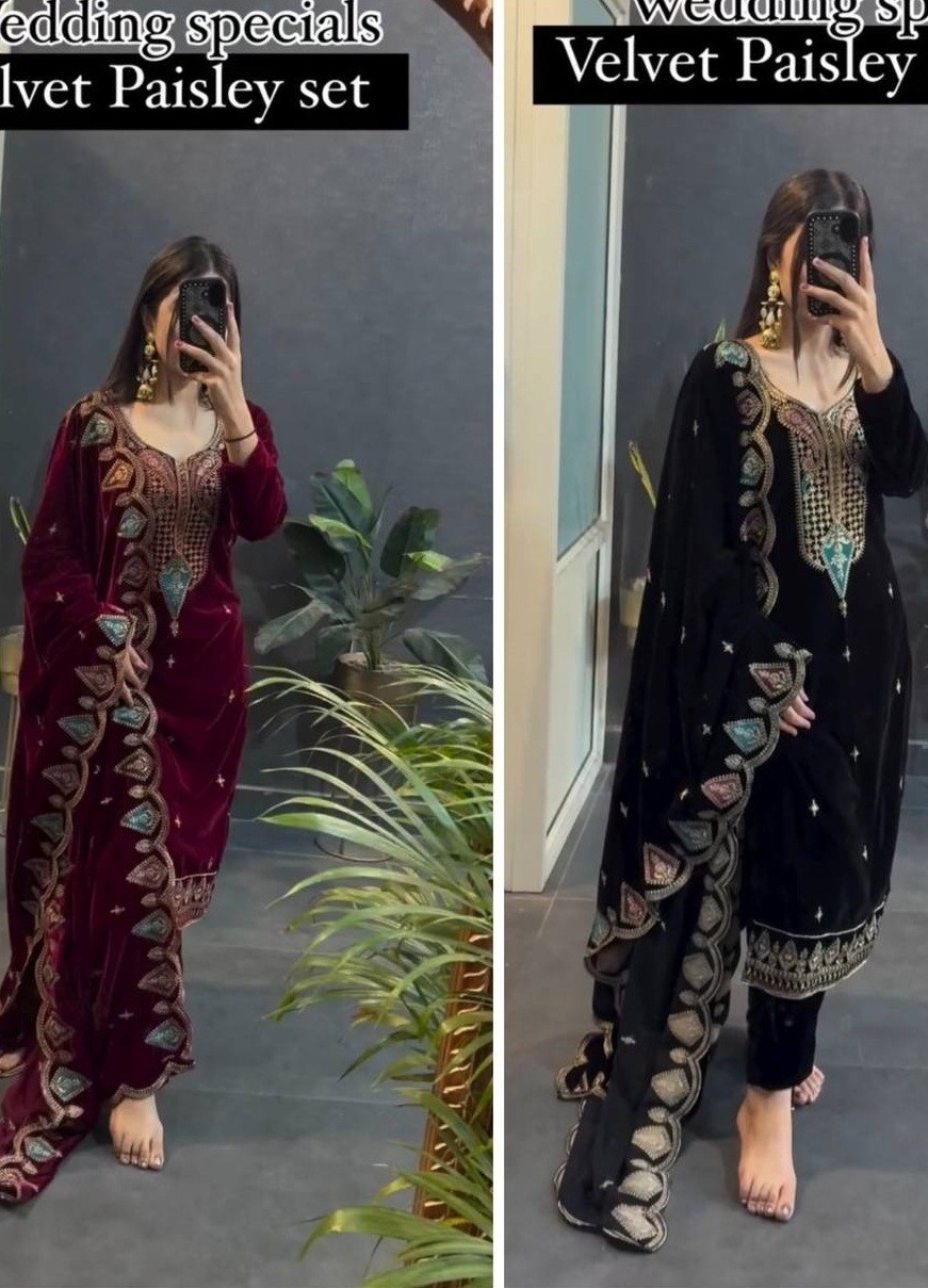 YD 012 VELVET READYMADE PAKISTANI SUITS