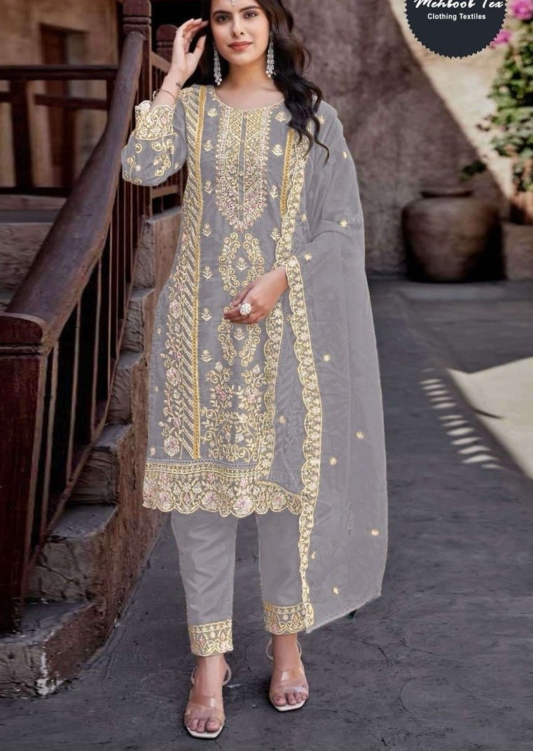 MEHBOOB TEX 1496 D SALWAR SUITS GREY COLOUR
