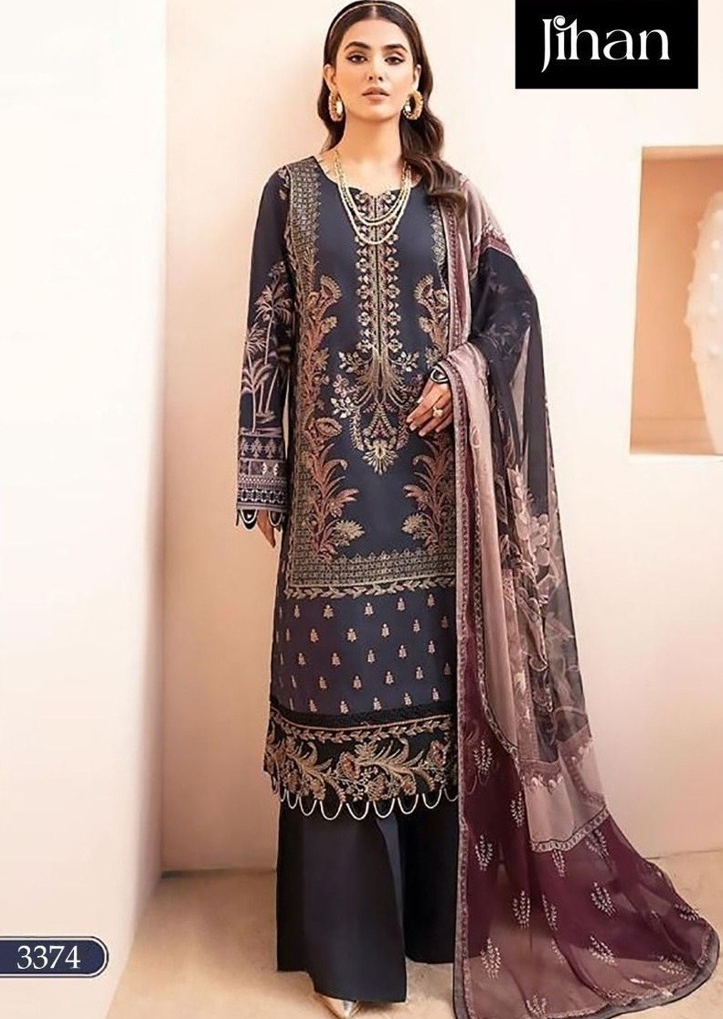 JIHAN CHEVRON LUXURY LAWN COLLECTION 3374 LAWN PAKISTANI SUITS