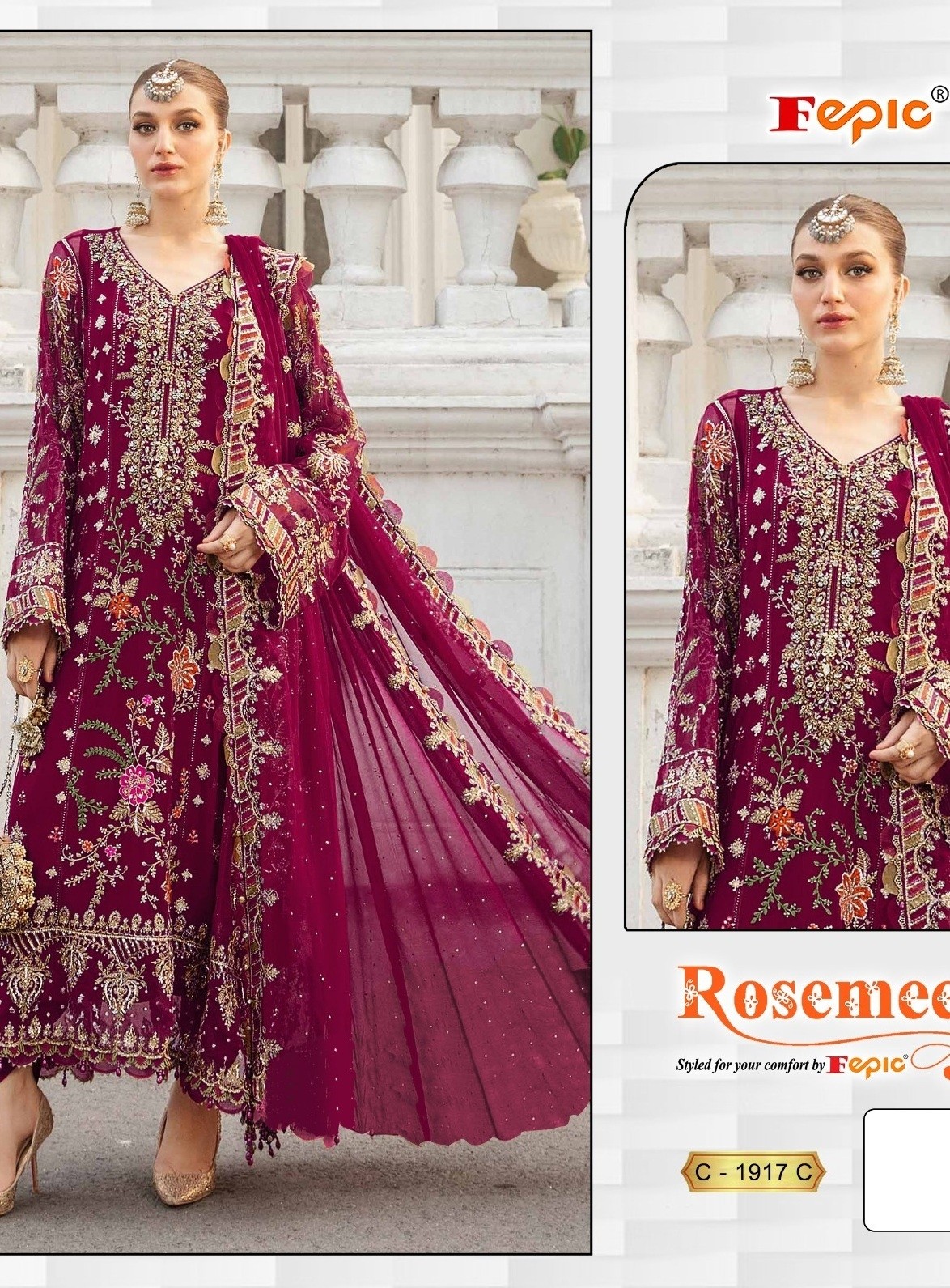 FEPIC ROSEMEEN 1917 C PAKISTANI SALWAR SUITS WHOLESALE SINGLE