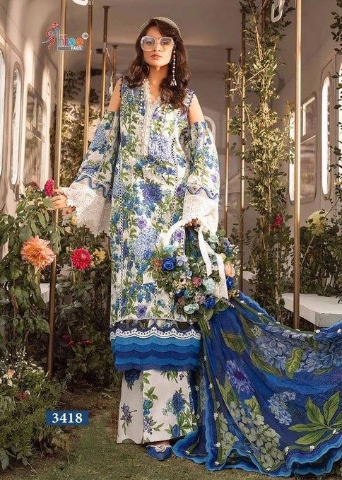 SHREE FABS 3418 M PRINTS HITS VOL 3 PAKISTANI SUITS SIFFON DUPATTA