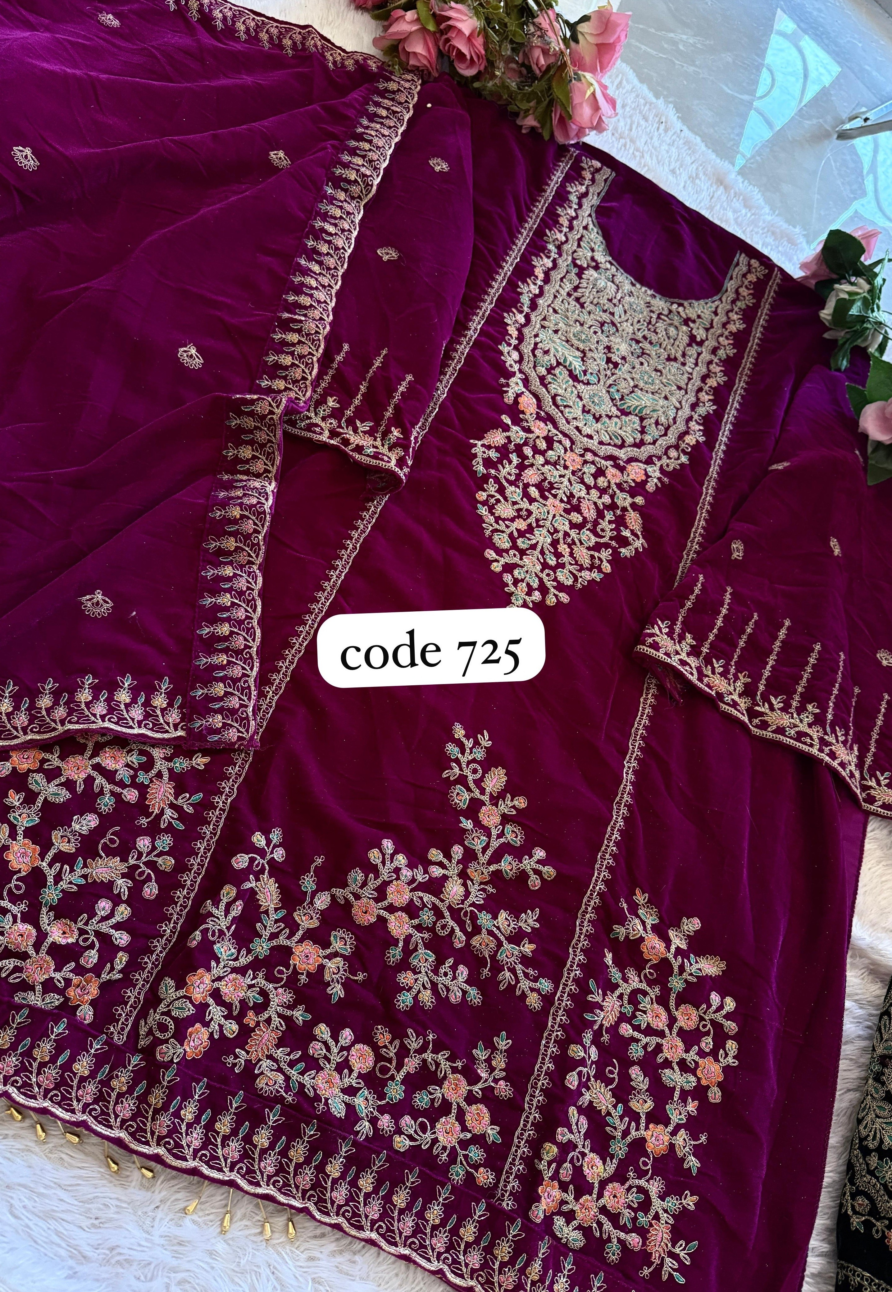 ZIAAZ DESIGNS 725 B VELVETS SALWAR SUITS DARKPINK