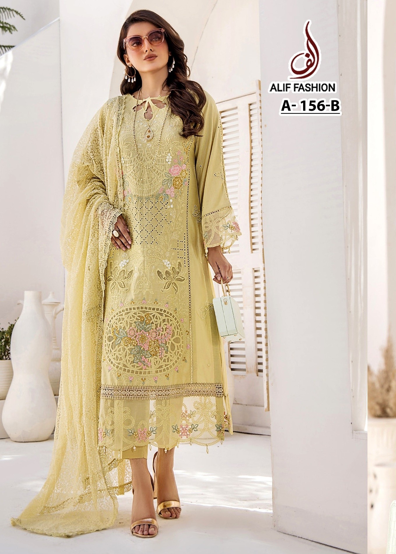 ALIF FASHION A 156 B PAKISTANI SALWAR SUITS DEALER WHOLESALE