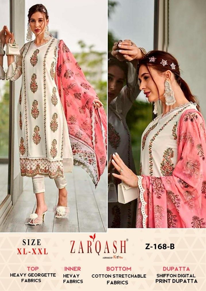 ZARQASH Z 168 B DEALER PAKISTANI SUITS SINGLE PIECE