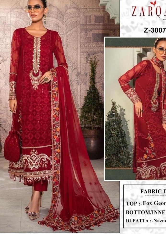ZARQASH Z 3007 WHOLESALE PAKISTANI SUITS SINGLE PIECE
