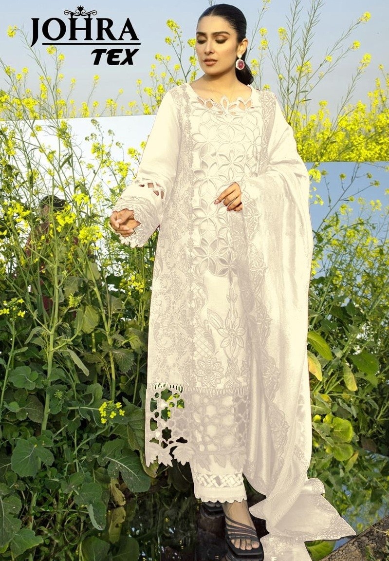 JOHRA TEX JT 154 D WHITE LATEST PAKISTANI SUITS SUPPLIER