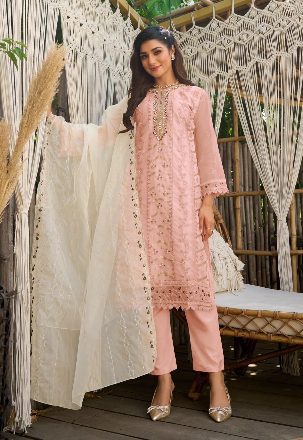 MUSHQ M 316 A PAKISTANI SUITS ORGANZA 