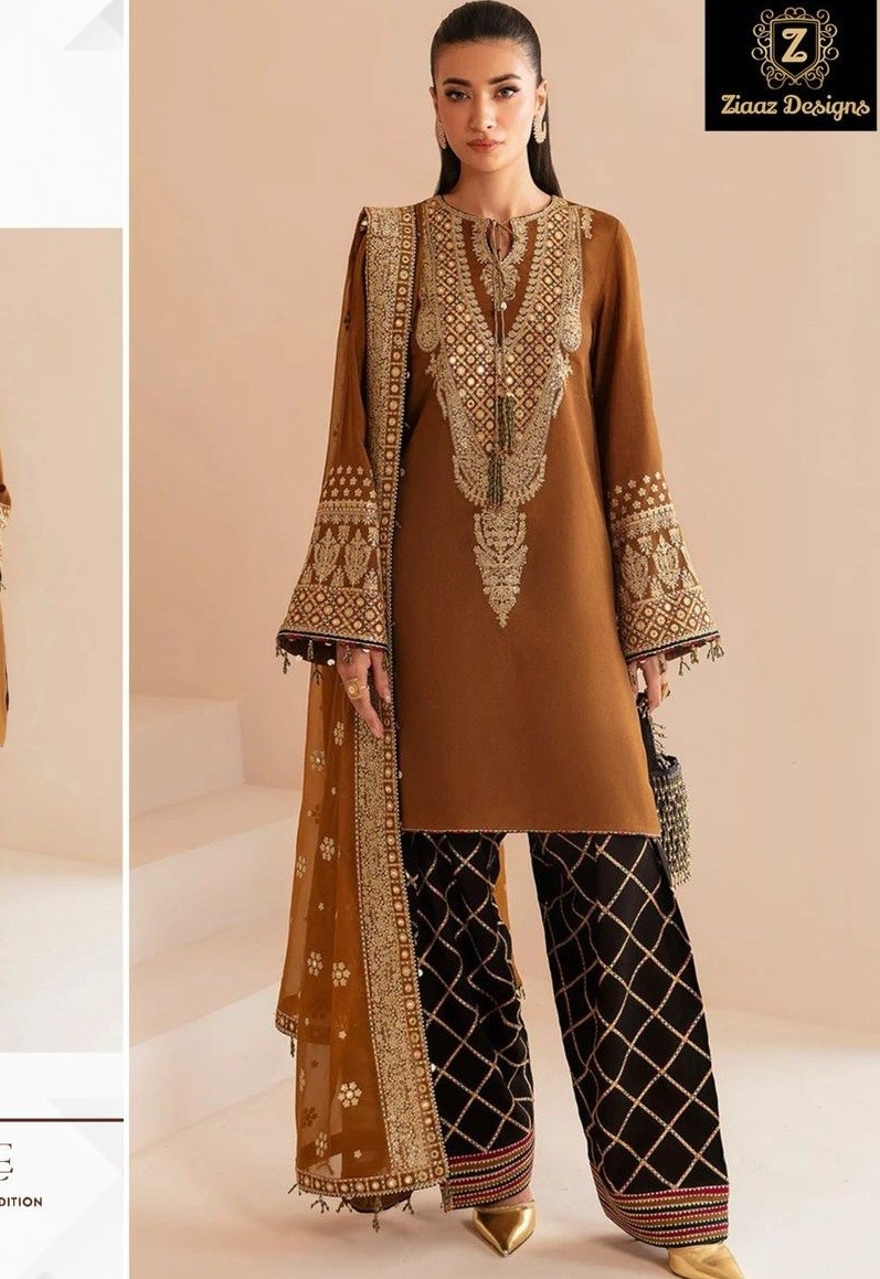 ZIAAZ DESIGNS 687 VELVET PAKISTANI SALWAR SUITS 
