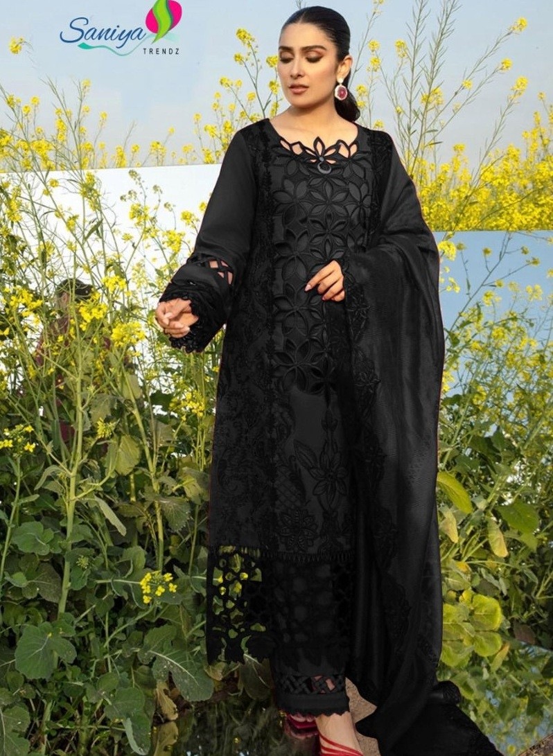 SANIYA TRENDZ 7110 BLACK PAKISTANI SUITS WHOLESALER