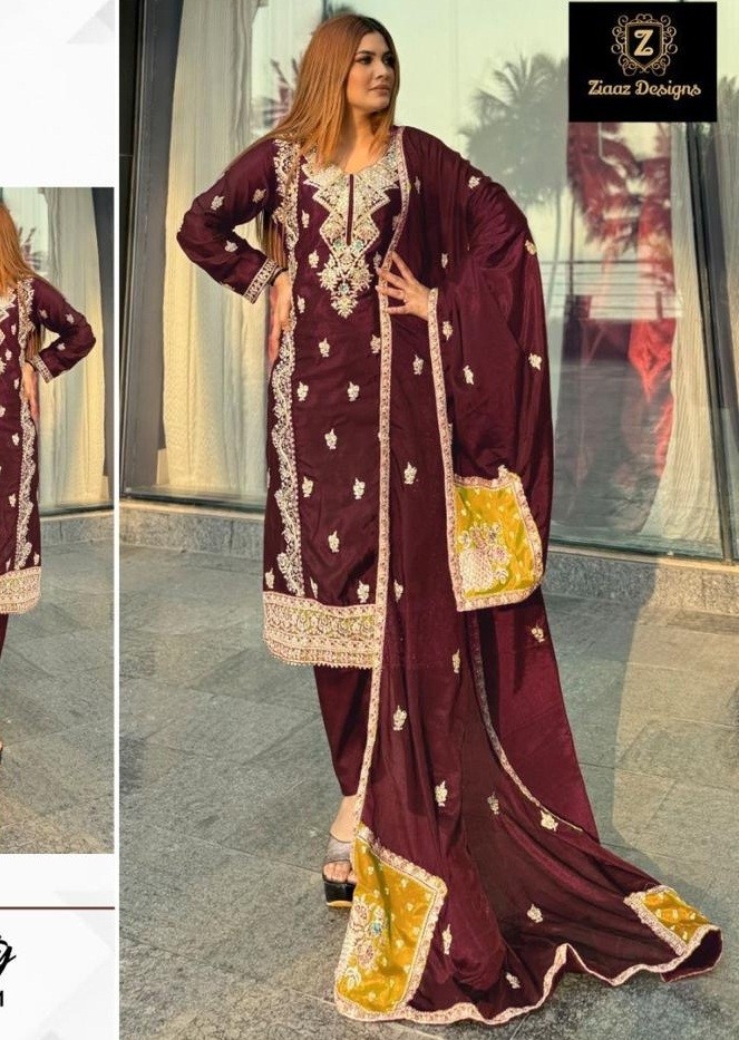 ZIAAZ DESIGNS 443 C PAKISTANI SUITS WHOLESALE SINGLE PIECE IN SURAT