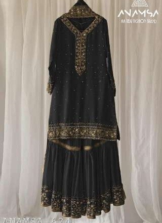 ANAMSA 624 BLACK PAKISTANI DRESSES WHOLESALE SINGLE