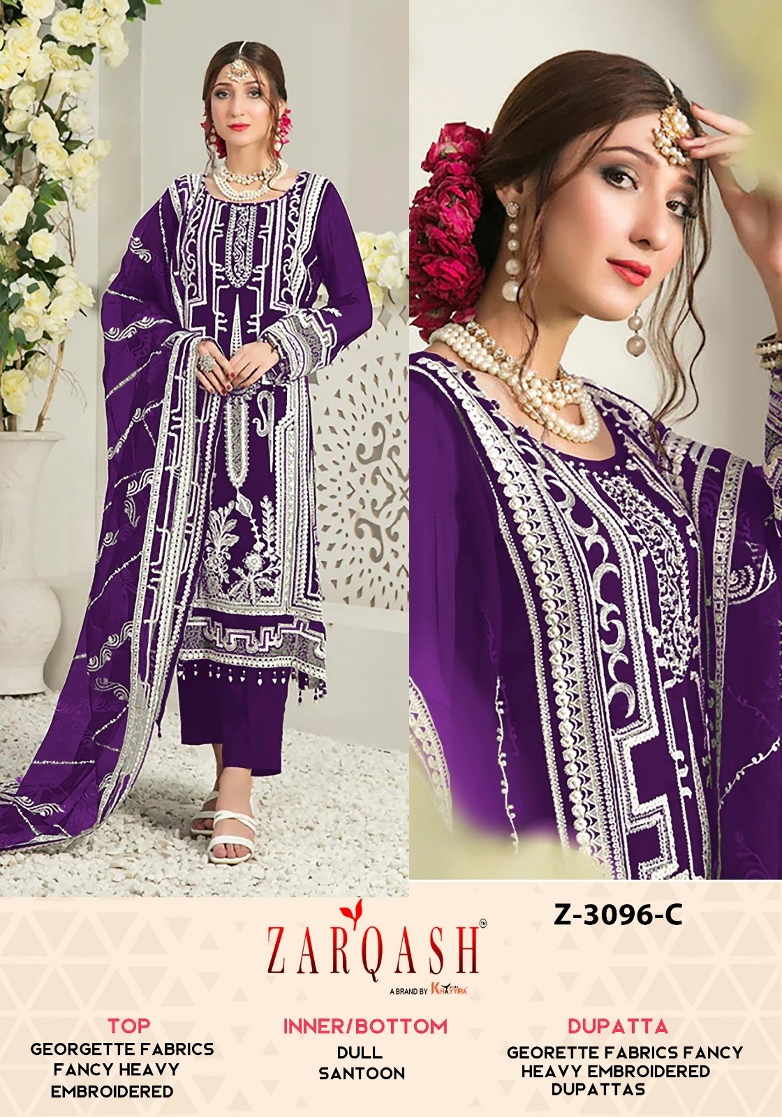 ZARQASH 3096 C PAKISTANI SUITS FANCY