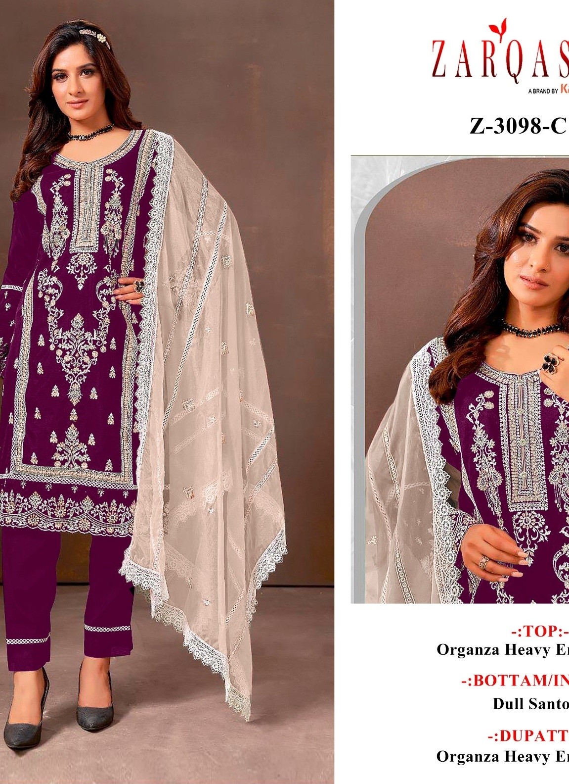 ZARQASH 3098 C PAKISTANI SUITS SINGLE ONLINE SHOPPING