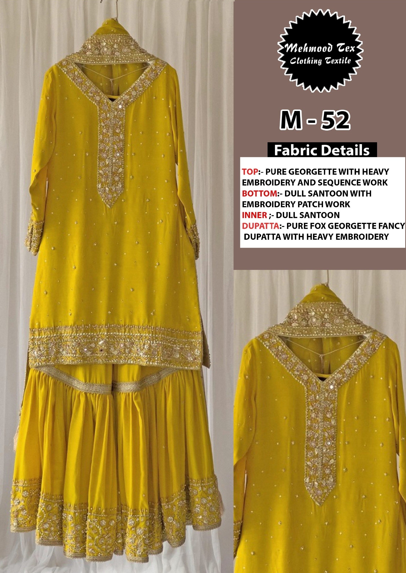 MEHMOOD TEX M 52 YELLOW PAKISTANI SUITS