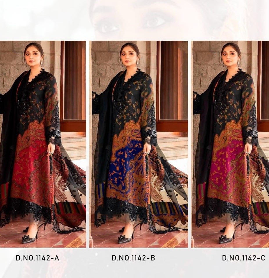 AASHA DESIGNER 1142 A B C COTTON PAITCH PAKISTANI SALWAR SUITS SINGLE