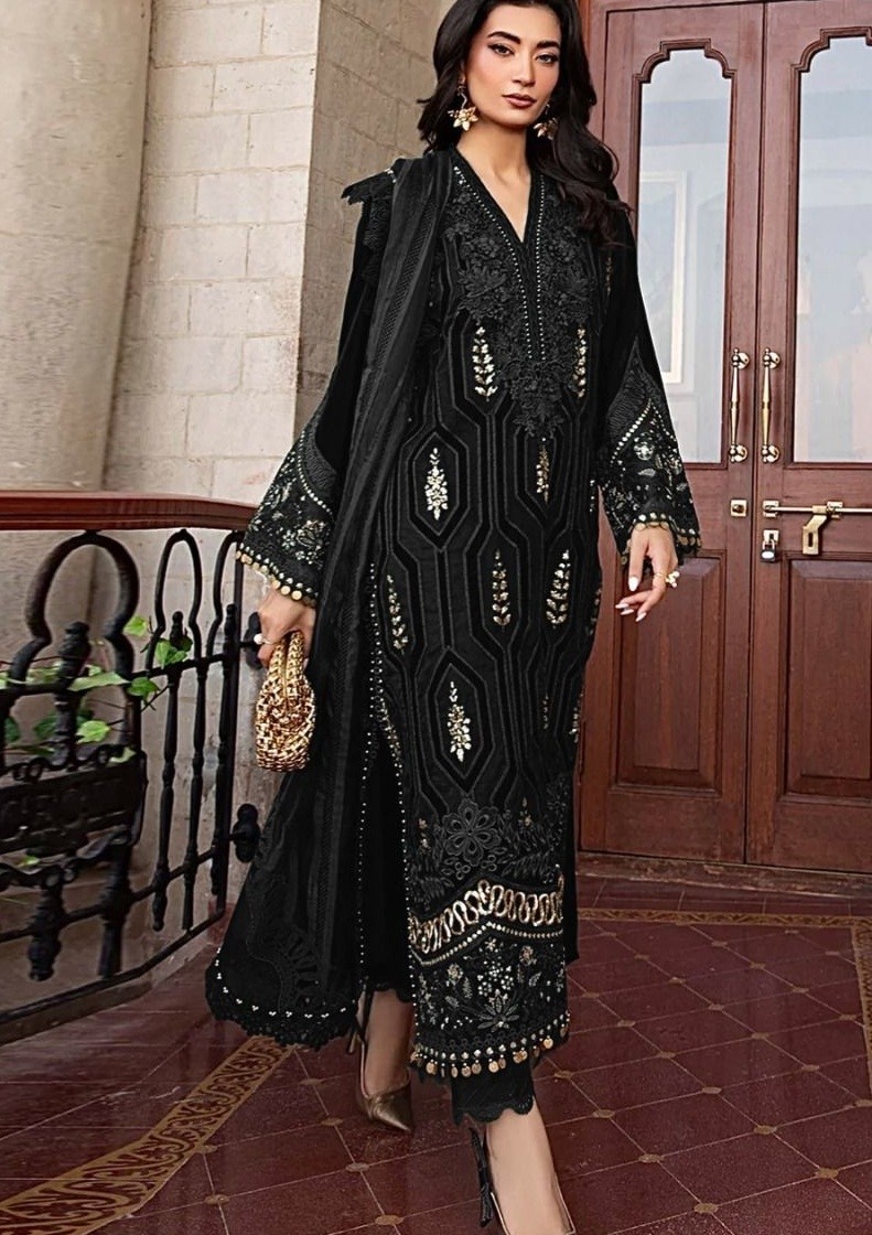 SANIYA TRENDZ 7120 C PAKISTANI SALWAR SUITS REYON WITH CHIKANKARI