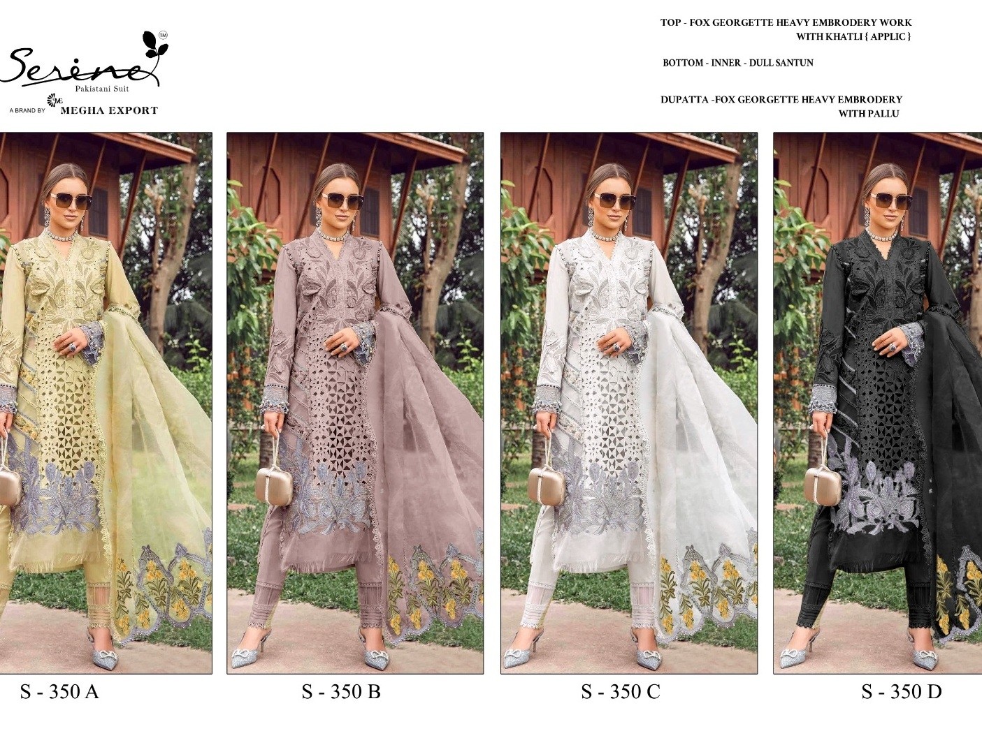 SERINE S 350 ABCD PAKISTANI SUITS BUY DEALER WHOLESALE 