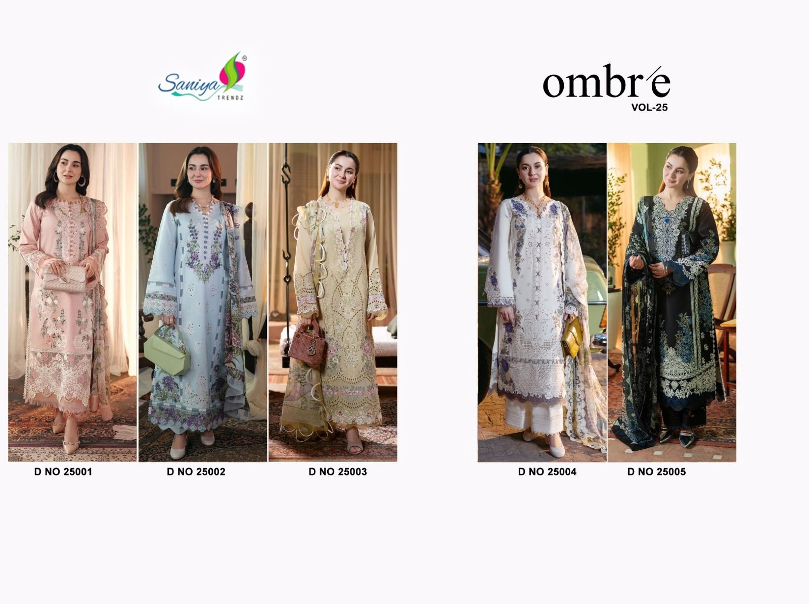 SANIYA TRENDZ 25001 25002 25003 25004 25005 OMBRE VOL 25 SINGLE PIECE PAKISTANI SUITS