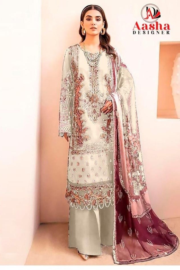 AASHA DESIGNER 1065 B CHEVRON SUMMER COLLECTION SALWAR SUITS COTTON SIFFON DUPTTA