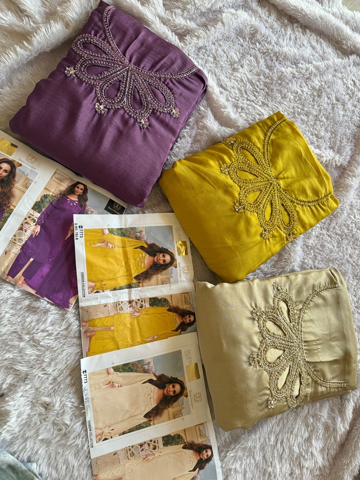 ZIAAZ DESIGNS 782 A B C CUTWORK PAKISTANI SUITS