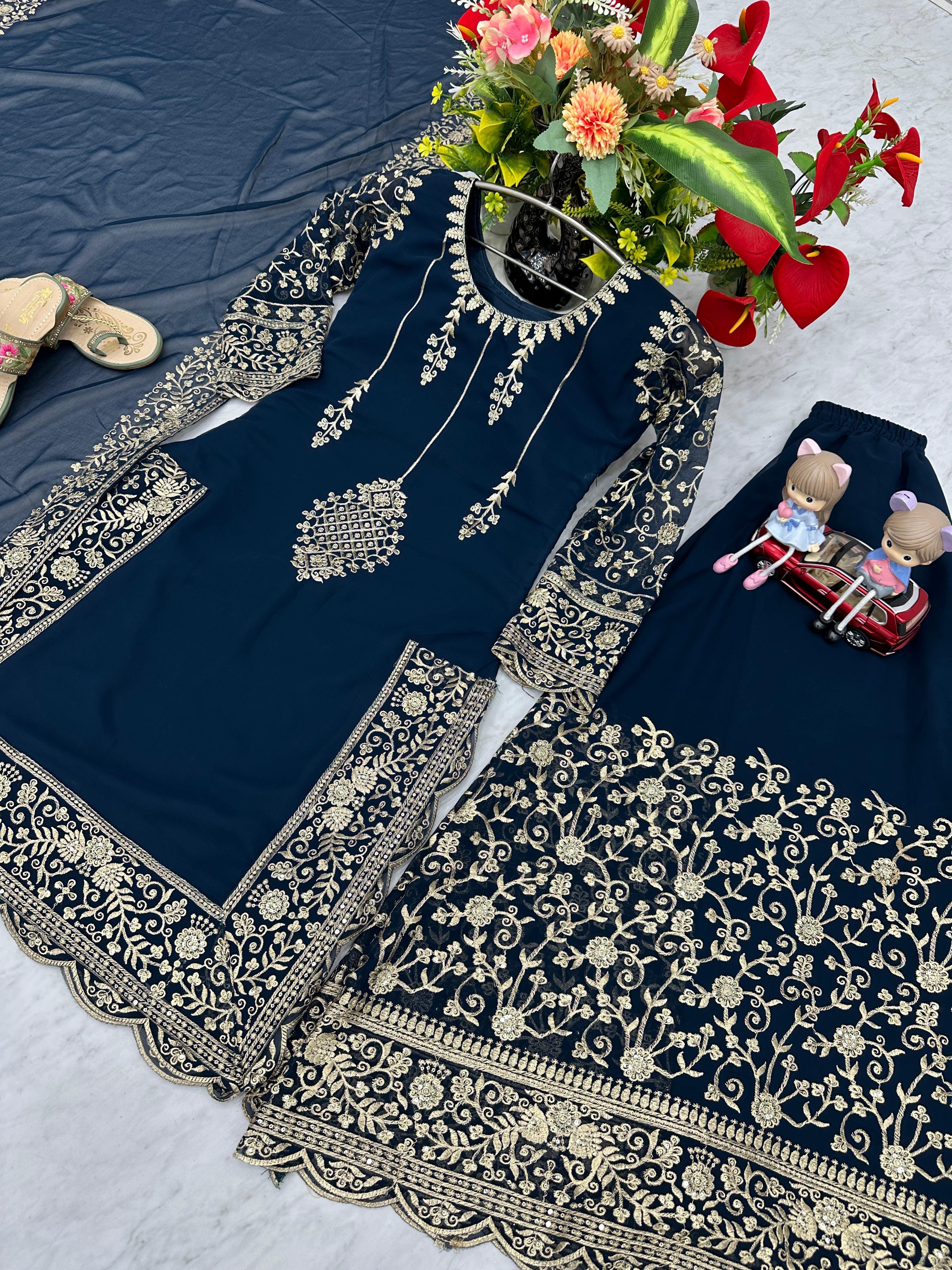PARISHA FASHION PF 027 NAVYBLUE LATEST READYMADE SHARARA