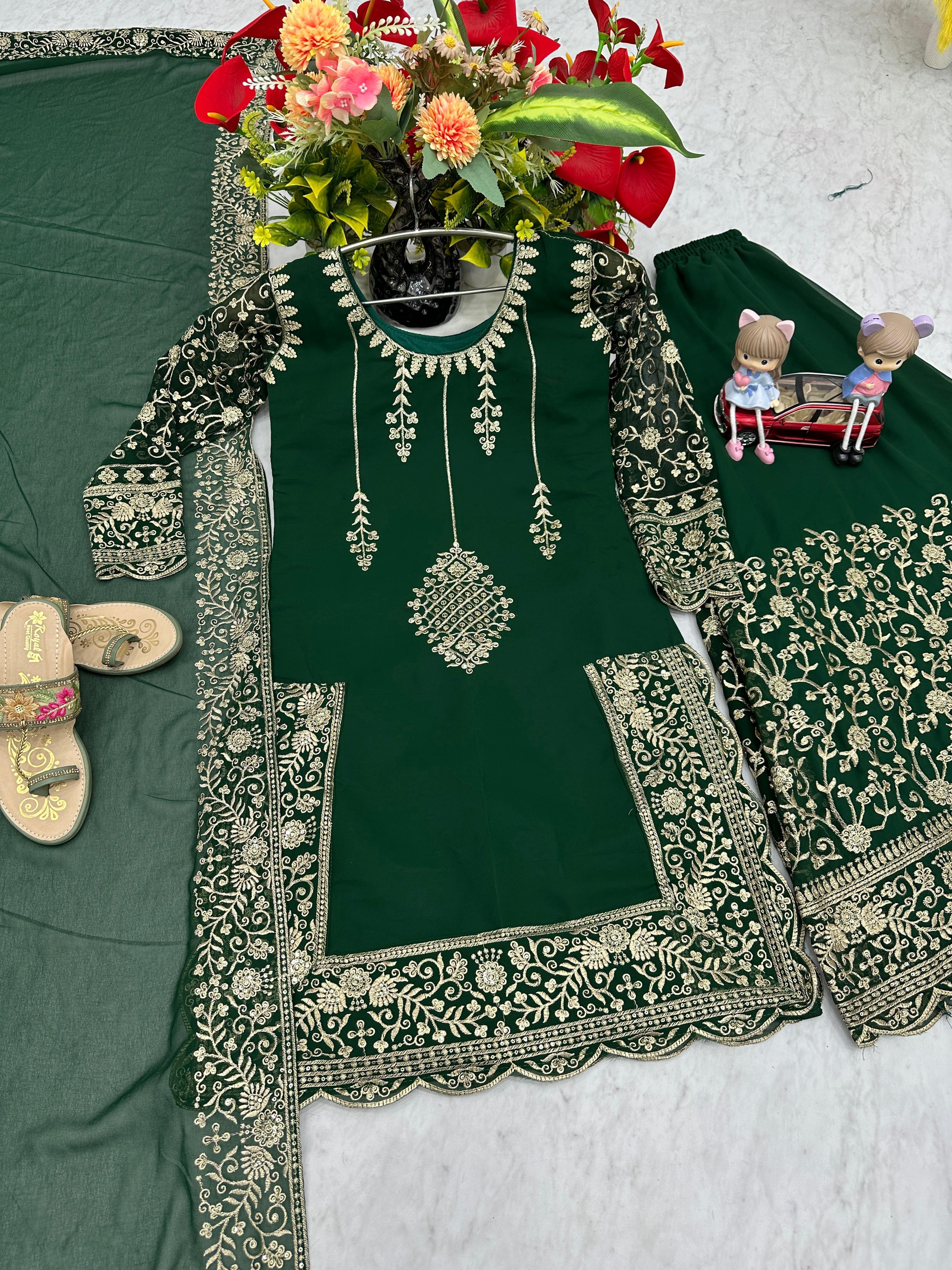 PARISHA FASHION PF 027 GREEN LATEST READYMADE PLAZZO 