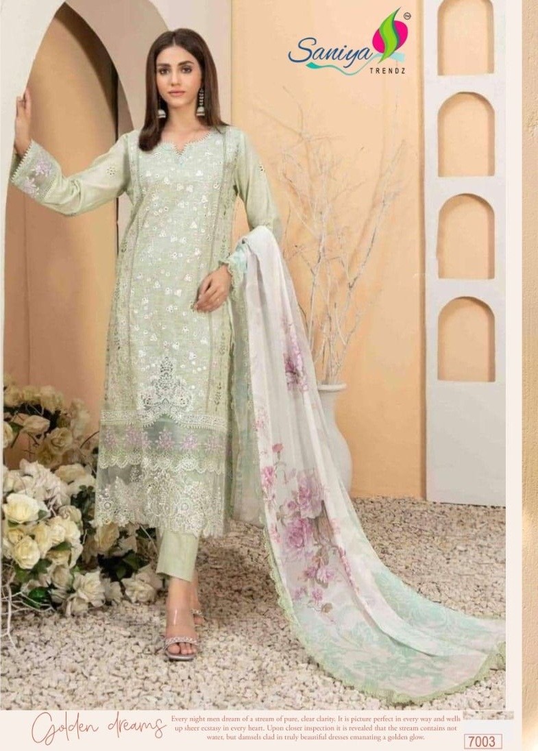 SANIYA TRENDZ 7003 RANG RASIYA VOL 07 SHOPPING PAKISTANI SUITS 