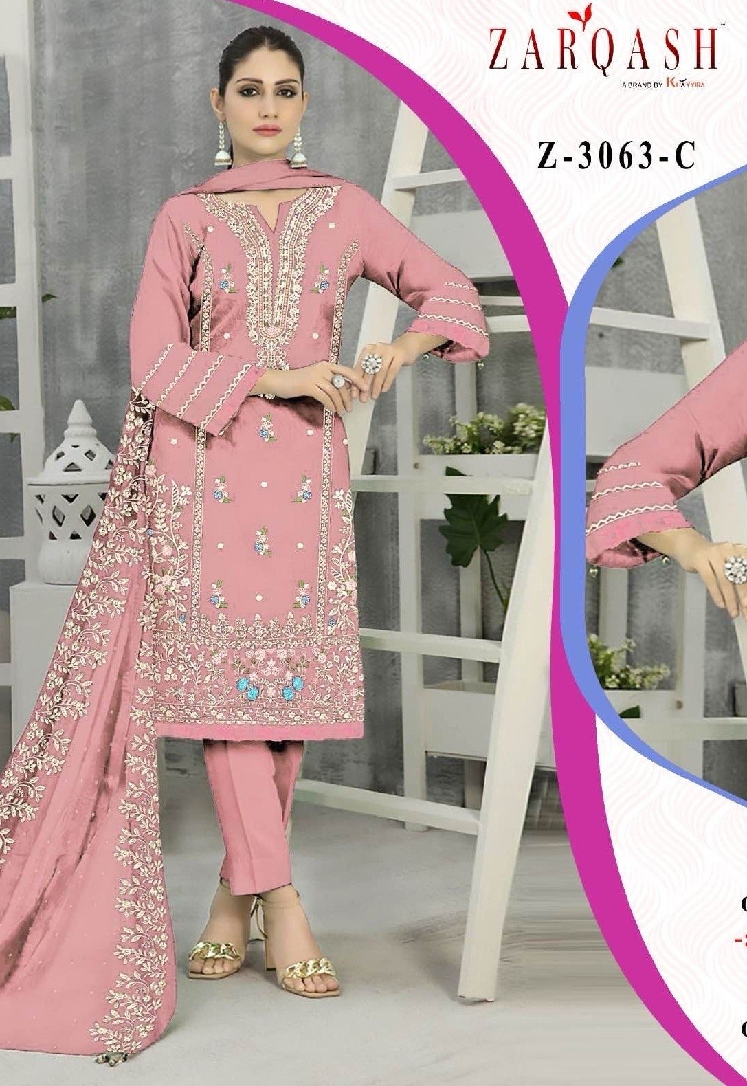 ZARQASH Z 3063 C MANUFACTURER PAKISTANI SUITS 