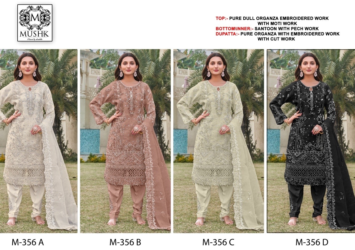 MUSHK M 356 A B C D LATEST PAKISTANI SALWAR SUITS 