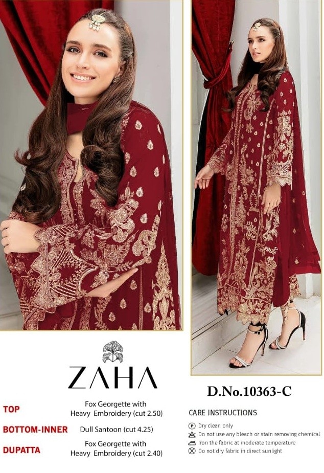 ZAHA SIMRAN 10363 C RED COLOUR PAKISTANI SUITS WHOLESALE