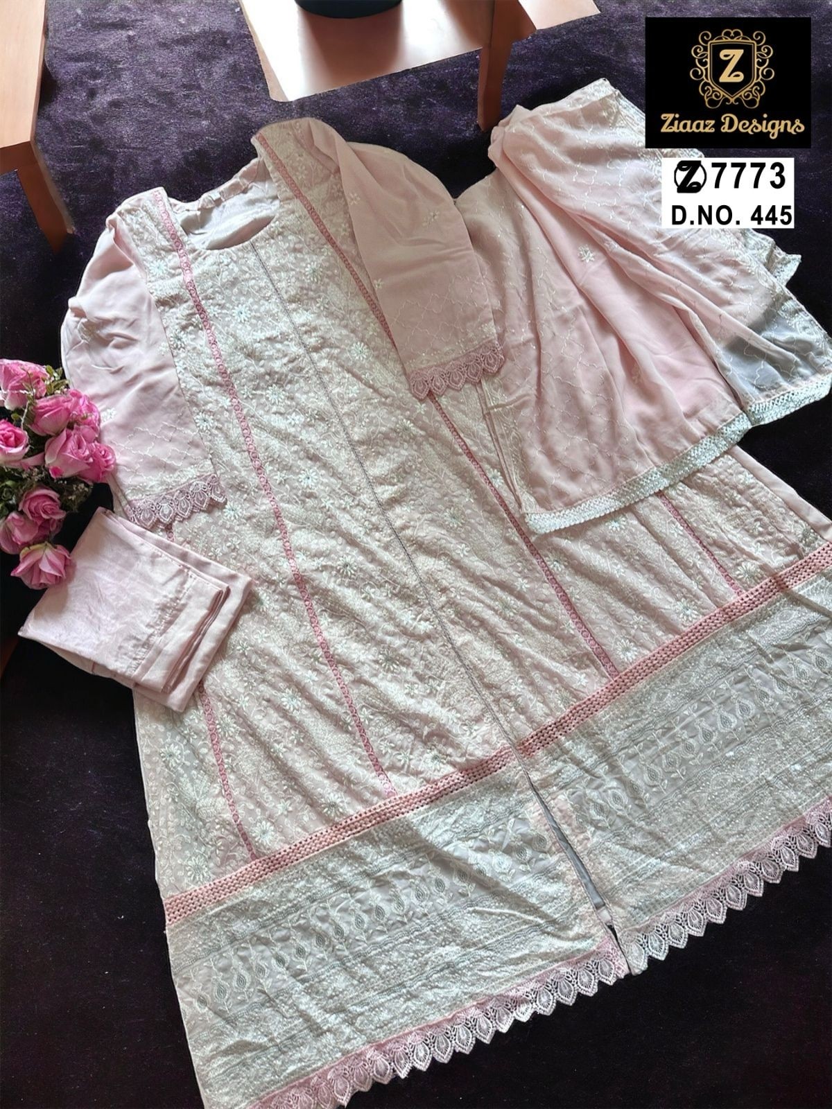 ZIAAZ DESIGNS 445 PAKISTANI SUITS LATEST SEMI STICHED