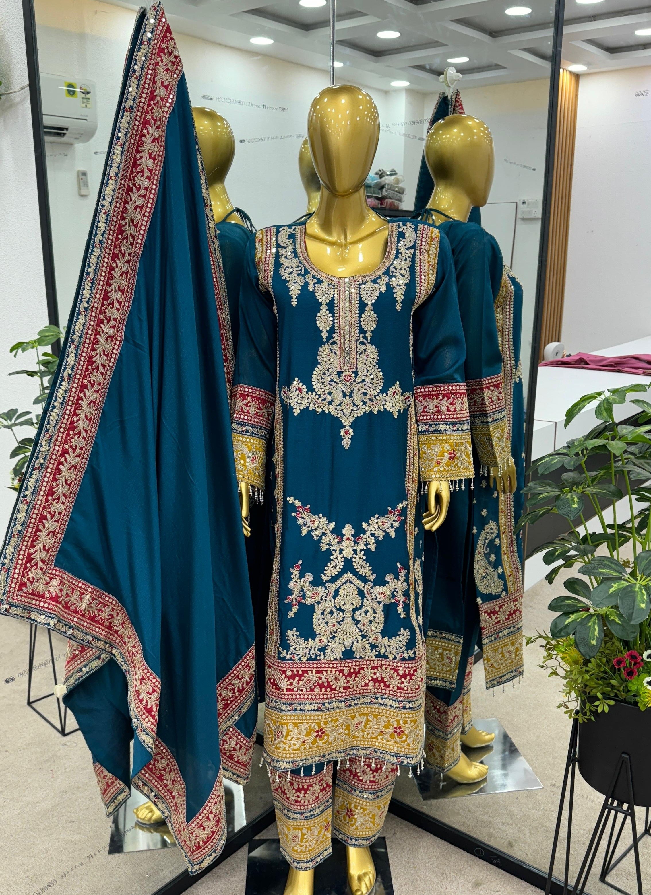 ZEEL FASHION ZF 376 PEACOCK BLUE HIT READYMADE PAKISTANI DRESSES